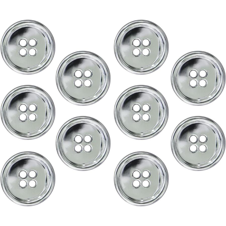 きらきらぷんぷん丸 メタルボタン 四つ穴 【シルバー 鏡面仕上げ】 銀