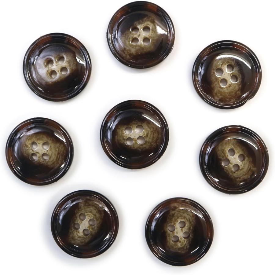 水牛調ボタン【ダークブラウン&ホワイト】スーツ コート ジャケット ブレザー 四つ穴 フロント 袖口 8個入り【20mm】きらきらぷんぷん丸 B-497 | きらきらぷんぷん丸