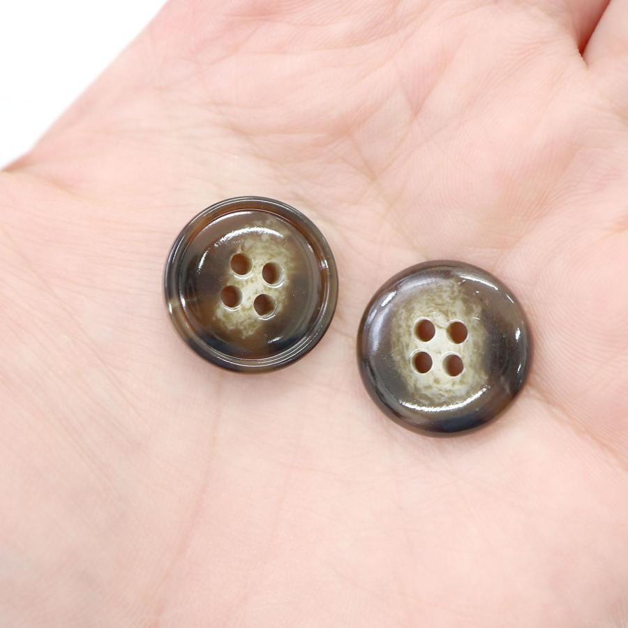 水牛調ボタン【ダークブラウン&ホワイト】スーツ コート ジャケット ブレザー 四つ穴 フロント 袖口 8個入り【20mm】きらきらぷんぷん丸 B-497 | きらきらぷんぷん丸 | 06