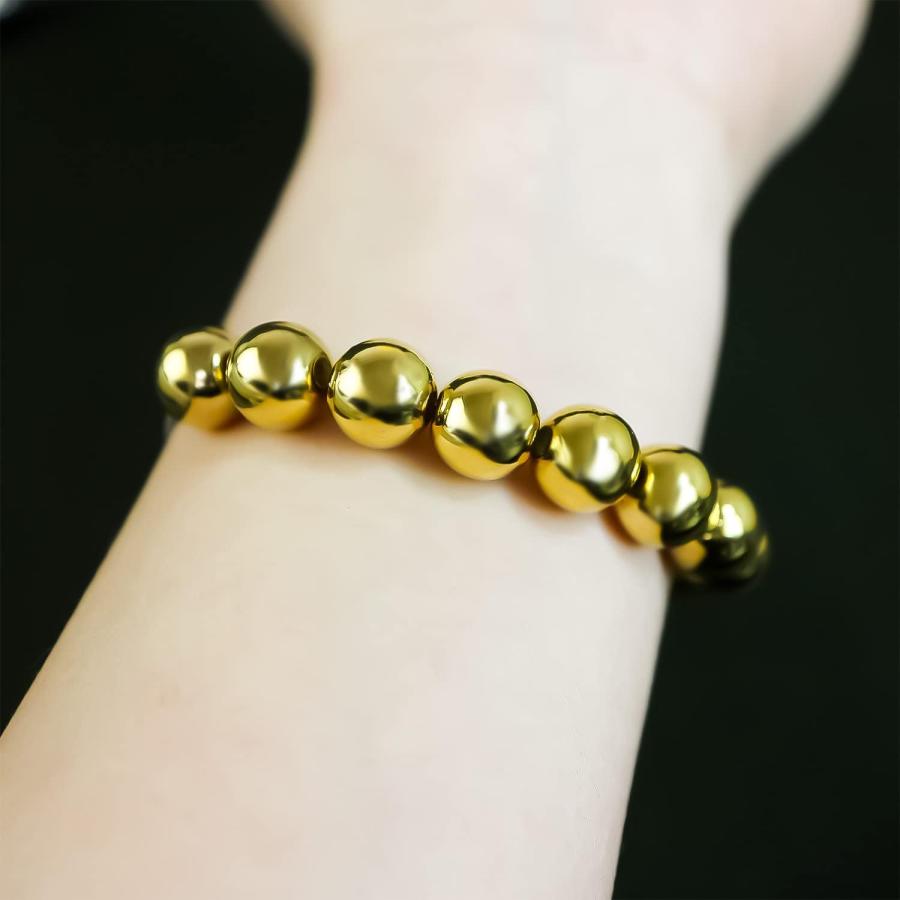 メタルビーズ ゴールド ラウンドビーズ 30個【10mm】パーツ 金 丸型 球体 穴あり 光沢 メタル メッキ 軽量 両穴 アクセサリー きらきらぷんぷん丸 CB-002 | きらきらぷんぷん丸 | 03