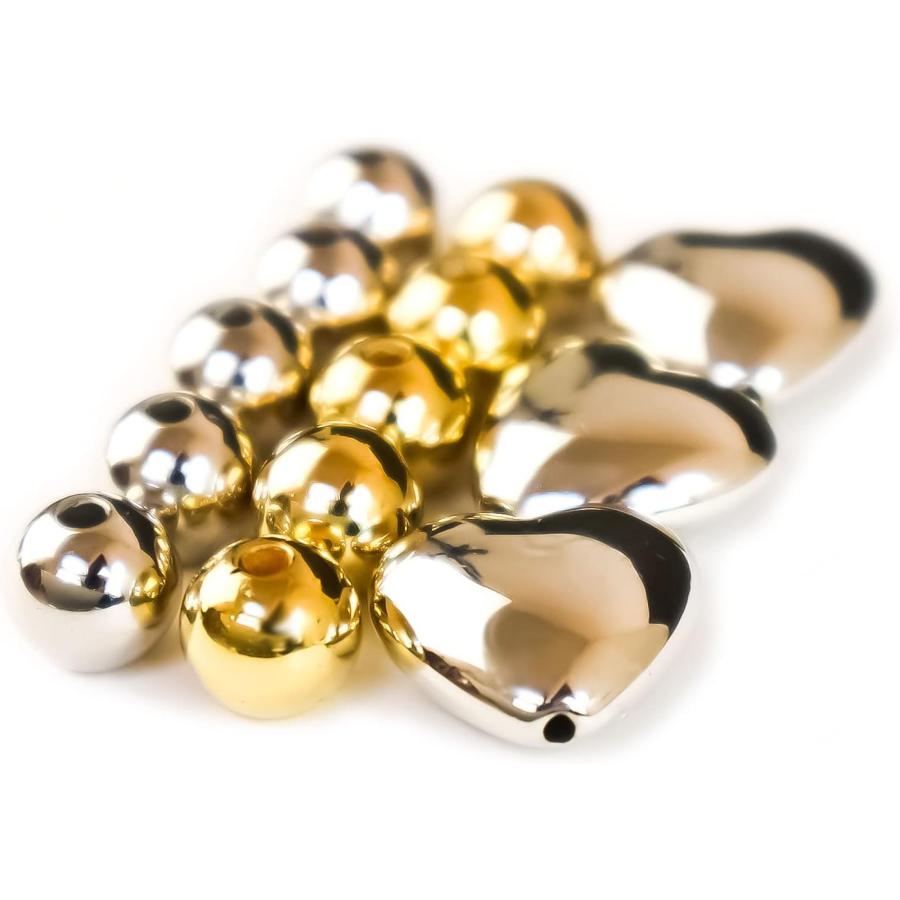 メタルビーズ ゴールド ラウンドビーズ 30個【10mm】パーツ 金 丸型 球体 穴あり 光沢 メタル メッキ 軽量 両穴 アクセサリー きらきらぷんぷん丸 CB-002 | きらきらぷんぷん丸 | 06