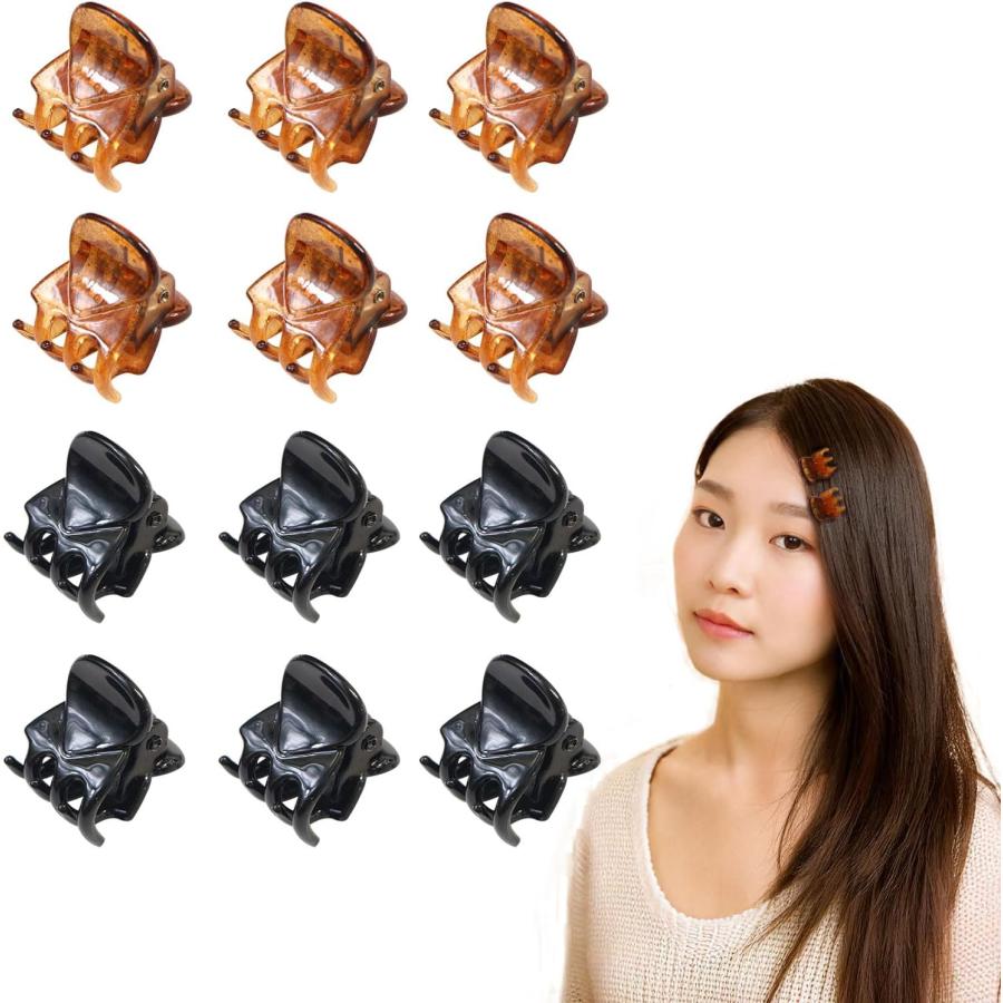 きらきらぷんぷん丸 ミニ ヘアクリップ 14x16mm 12個セット ブラック