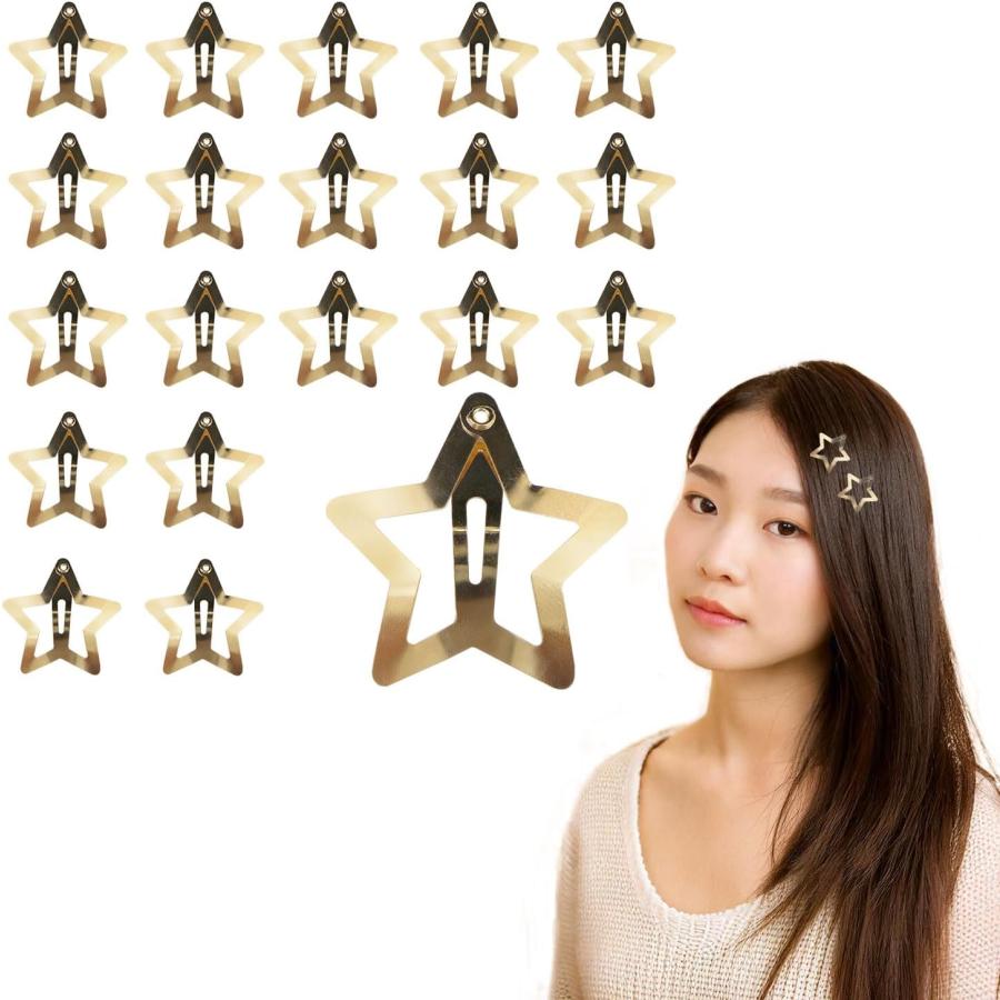 きらきらぷんぷん丸 ヘアクリップ パッチンピン 星 五芒星 33mm 20個