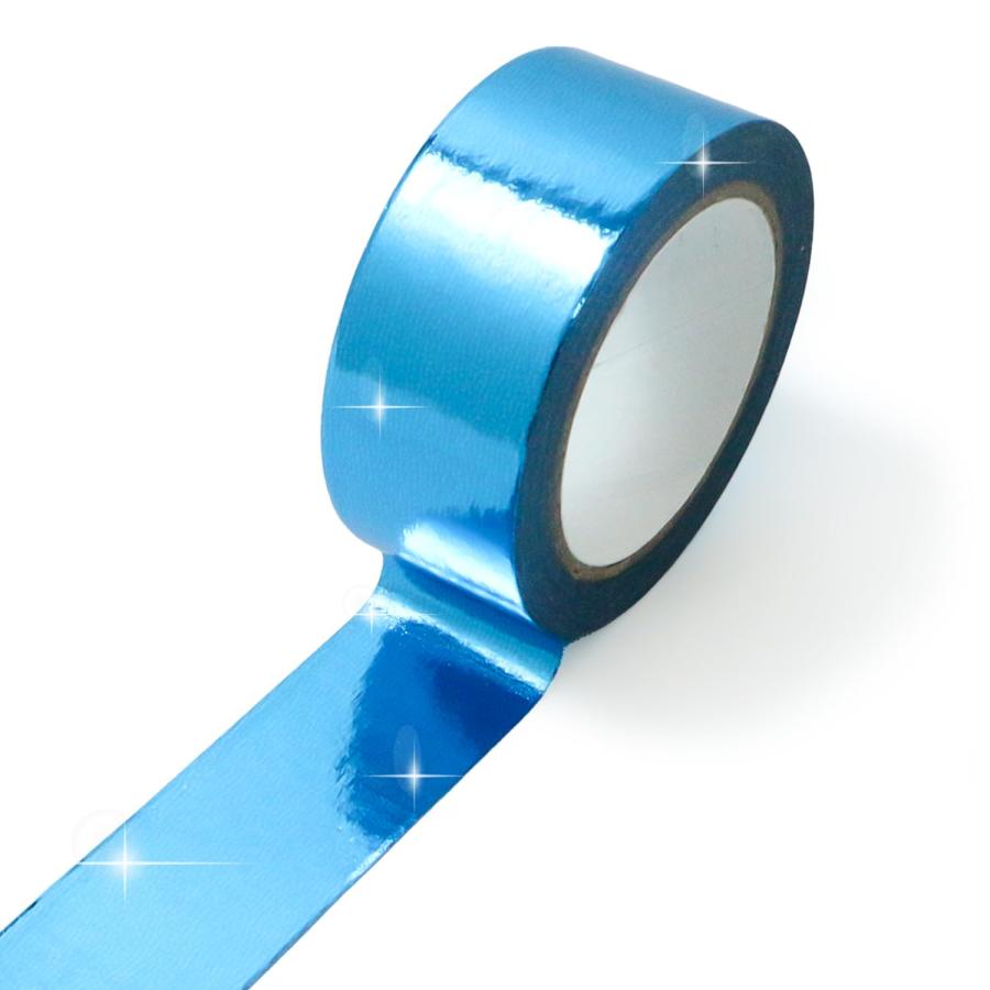 きらきらぷんぷん丸 メッキマスキングテープ スカイブルー 粘着あり