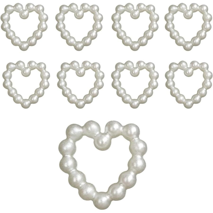 ネイルパーツ パール 【ハート】 白 ホワイト 立体 ネイルアート デコパーツ デコレーション 50個入り 【10mm】 NP-020