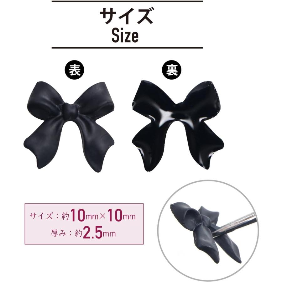 商品説明必読!!りぼんネイルパーツ❤︎黒 ネイルパーツ マット リボン ブラック 2個入り 3Dの通販 by e