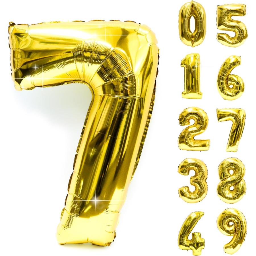 きらきらぷんぷん丸 数字バルーン 7 約60cm ゴールド 大きい パーティ 