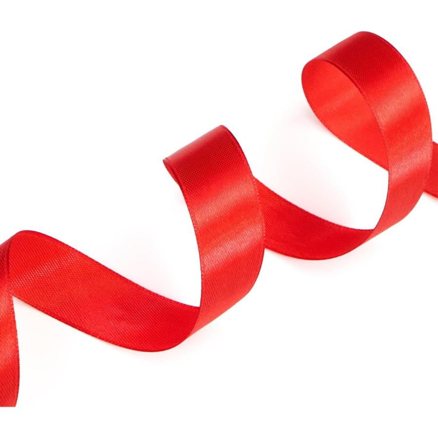 きらきらぷんぷん丸 サテンリボン 片面 赤 レッド 20mm幅x22m巻 ロール