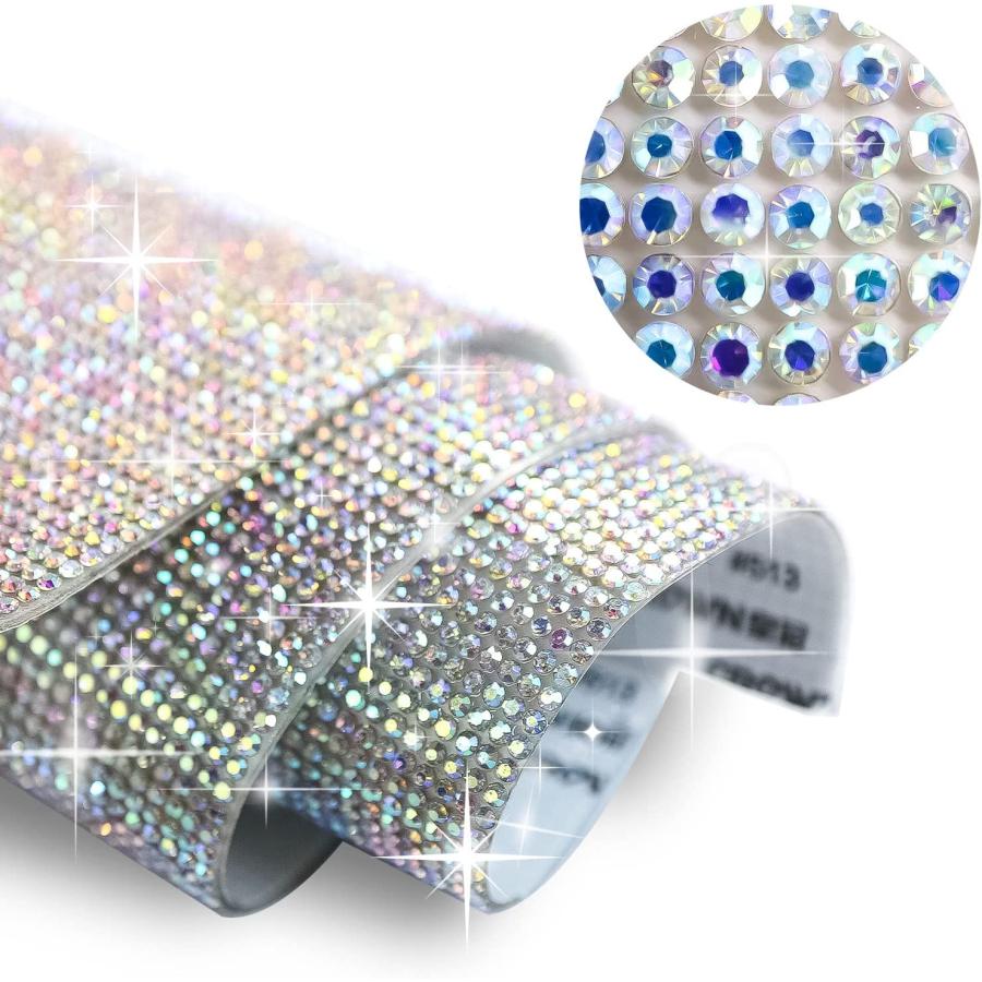 ラインストーンシール 粘着あり デコレーション スマホ シート ステッカー A4大きめサイズ 【オーロラ】1シート 240x400mm  S002 | きらきらぷんぷん丸