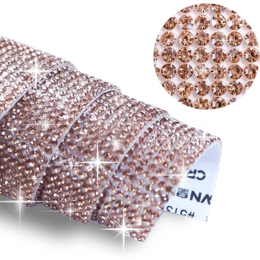 ラインストーンシール 粘着あり デコレーション スマホ シート ステッカー A4大きめサイズ 【ライトピーチ】1シート 240x400mm  S003 | きらきらぷんぷん丸