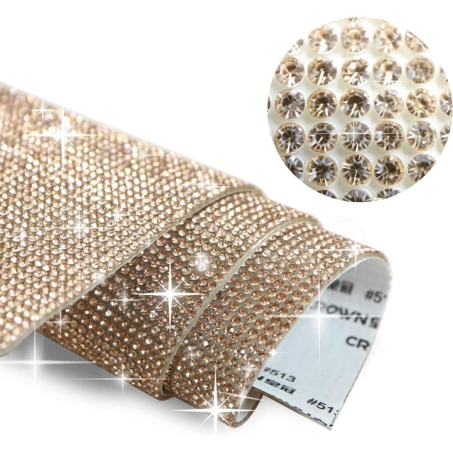 ラインストーンシール 粘着あり スマホ シート ステッカー A4大きめサイズ 【ライトゴールド】1シート 240x400mm  S004 | きらきらぷんぷん丸