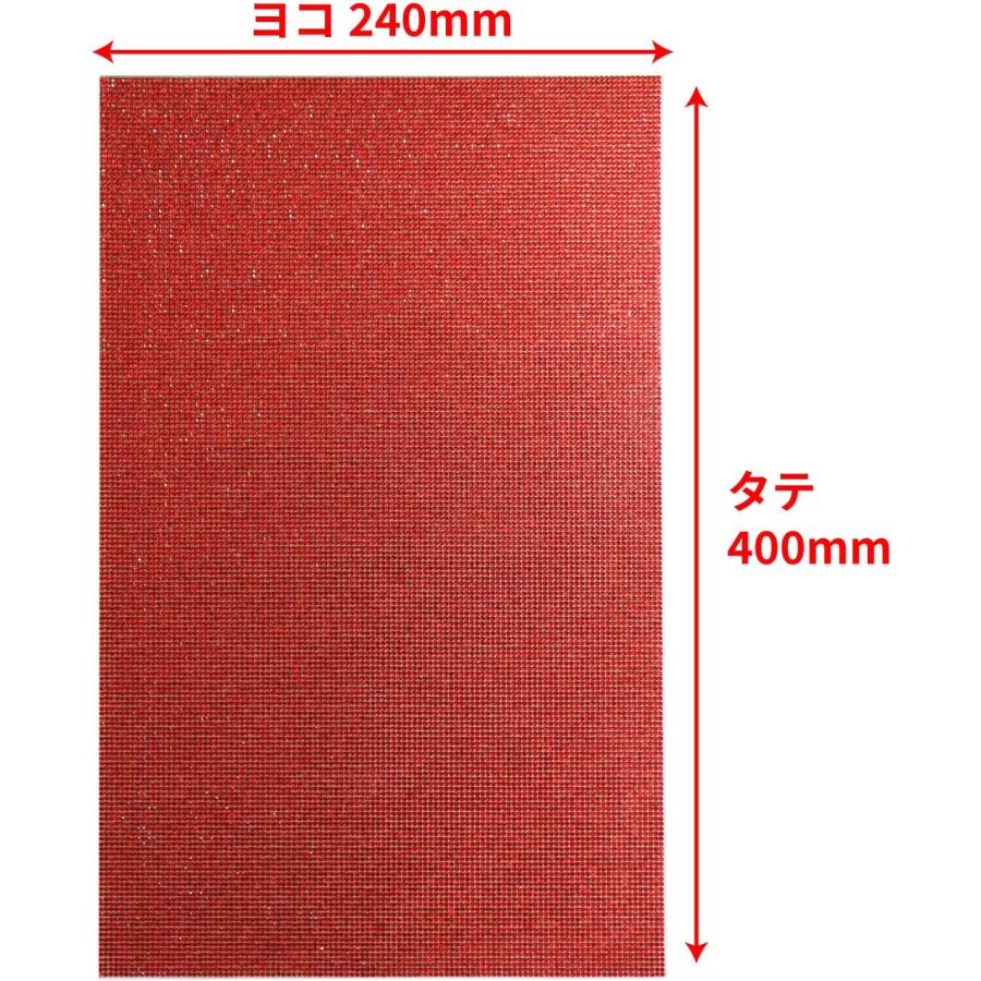 ラインストーンシール 粘着あり デコレーション スマホ シート ステッカー A4大きめサイズ 【レッド】1シート 240x400mm  S008 | きらきらぷんぷん丸 | 01