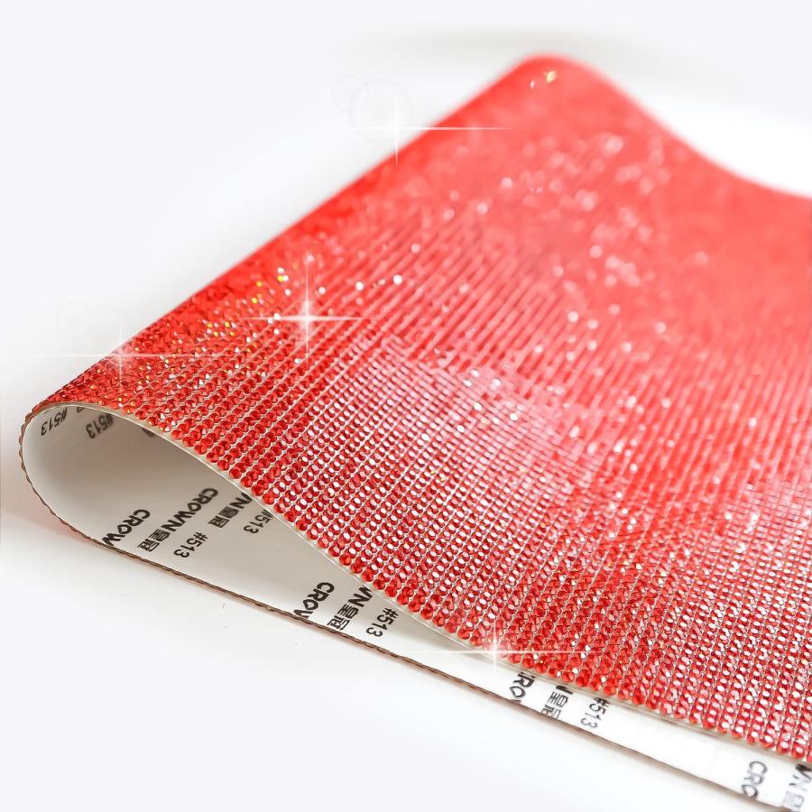 ラインストーンシール 粘着あり デコレーション スマホ シート ステッカー A4大きめサイズ 【レッド】1シート 240x400mm  S008 | きらきらぷんぷん丸 | 05