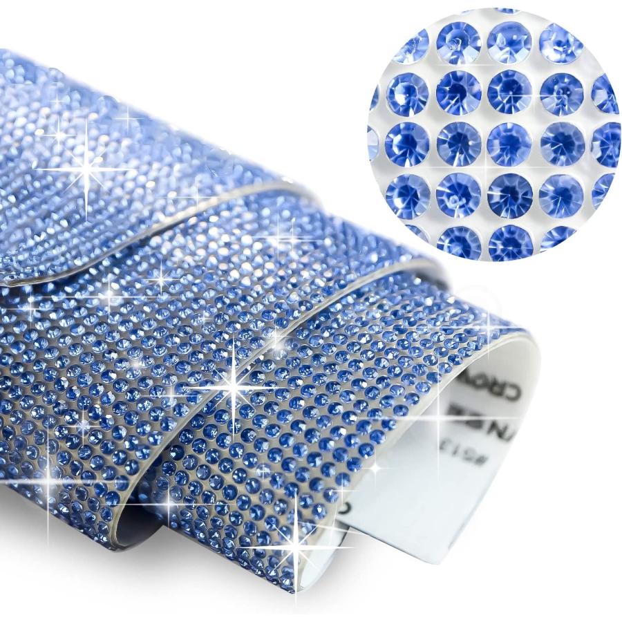 ラインストーンシール 粘着あり デコレーション スマホ シート ステッカー A4大きめサイズ 【サファイア】1シート 240x400mm  S012 | きらきらぷんぷん丸