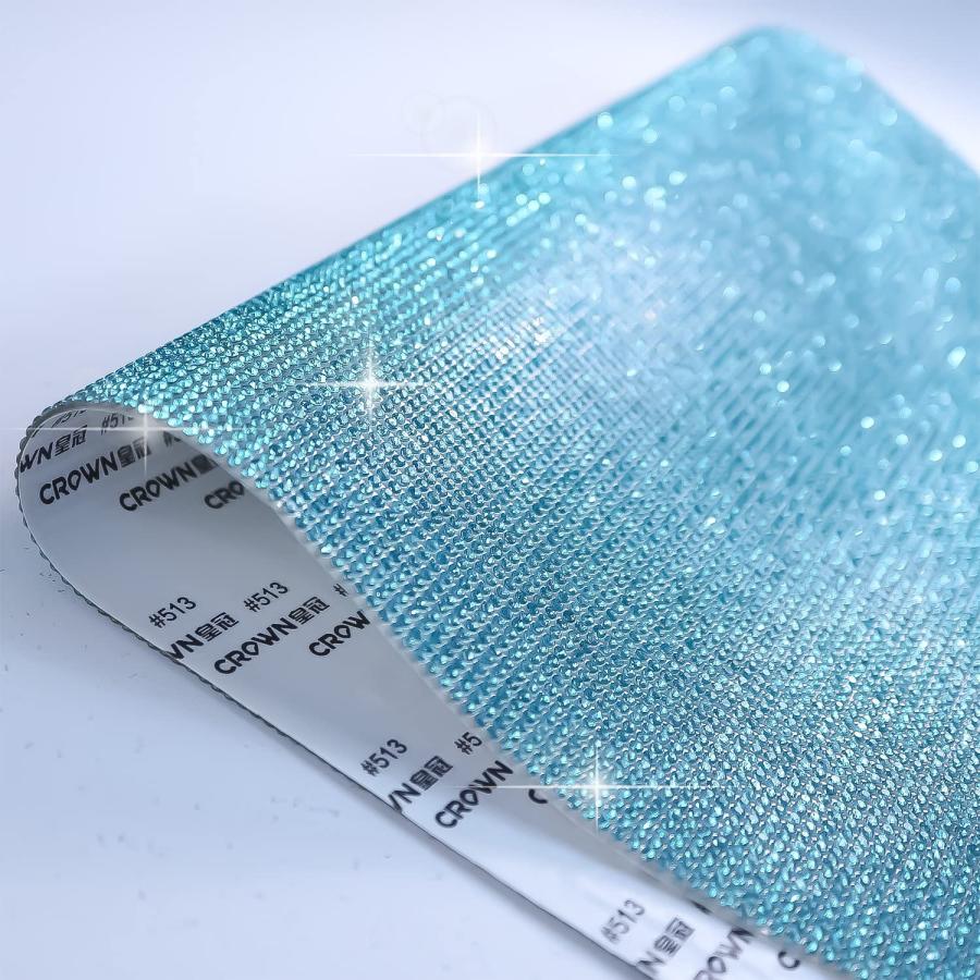 ラインストーンシール 粘着あり デコレーション スマホ シート ステッカー A4大きめサイズ 【アクアマリン】1シート 240x400mm  S015 | きらきらぷんぷん丸 | 05