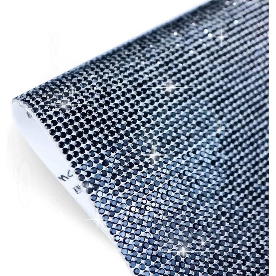 ラインストーンシール 粘着あり デコレーション スマホ シート ステッカー 大きめスマホサイズ【ブラック】1シート 120x200mm  S019 | きらきらぷんぷん丸