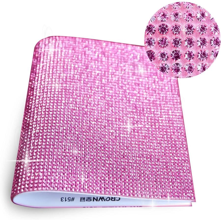 ラインストーンシール 粘着あり デコレーション スマホ シート ステッカー 大きめスマホサイズ【ライトローズ】1シート 120x200mm  S020 | きらきらぷんぷん丸 | 02