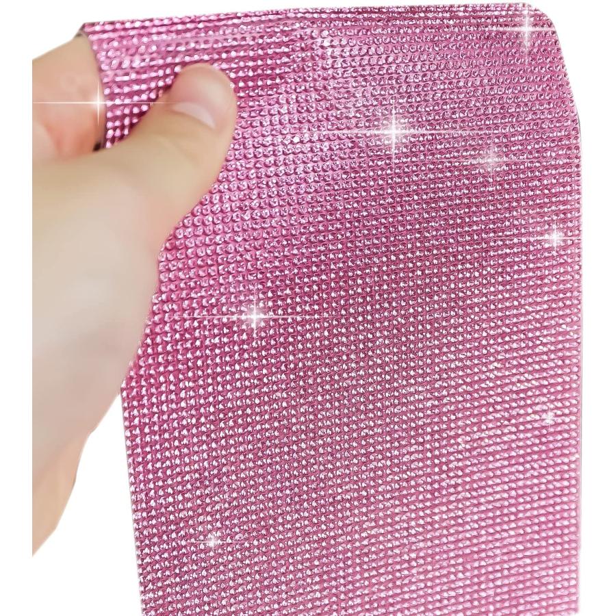 ラインストーンシール 粘着あり デコレーション スマホ シート ステッカー 大きめスマホサイズ【ライトローズ】1シート 120x200mm  S020 | きらきらぷんぷん丸 | 05