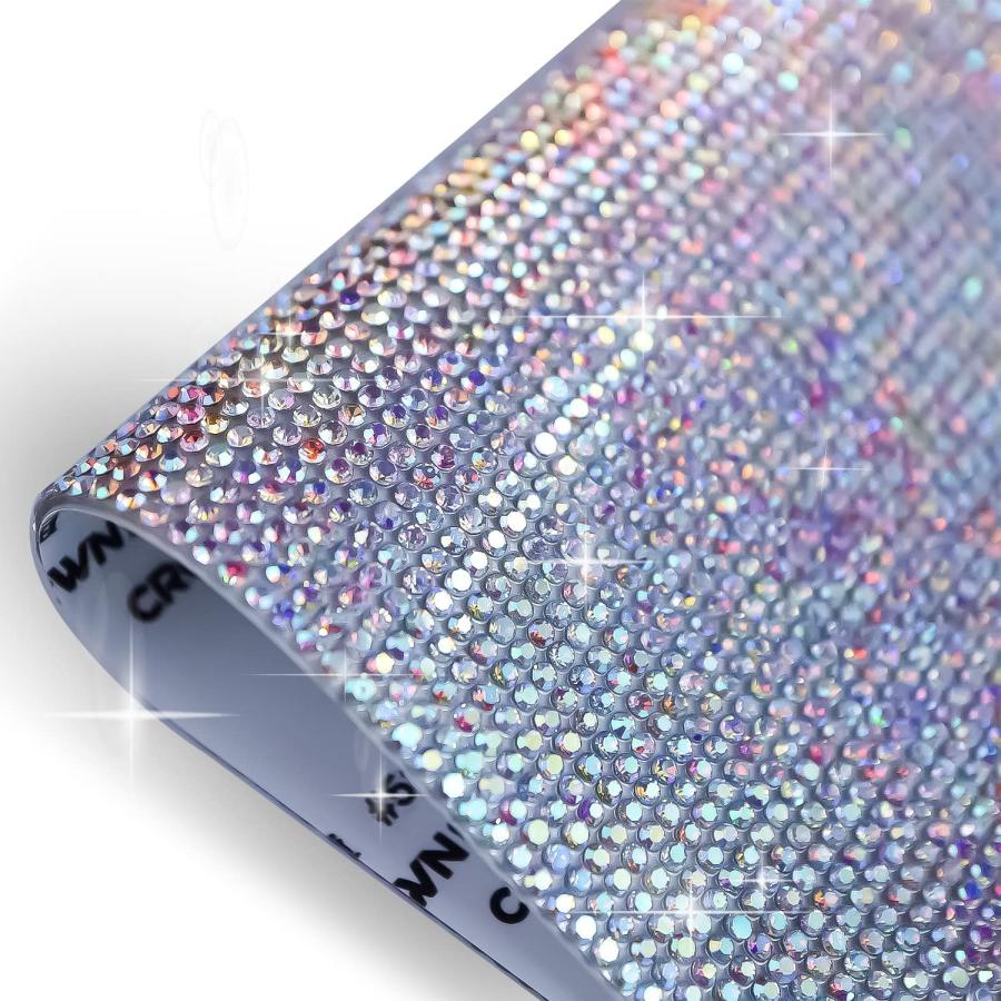 ラインストーンシール 粘着あり デコレーション スマホ シート ステッカー 大きめスマホサイズ【オーロラ】1シート 120x200mm  S021 | きらきらぷんぷん丸