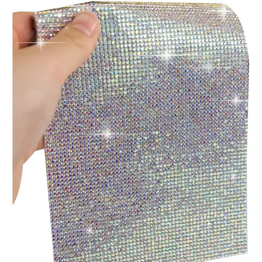 ラインストーンシール 粘着あり デコレーション スマホ シート ステッカー 大きめスマホサイズ【オーロラ】1シート 120x200mm  S021 | きらきらぷんぷん丸 | 05