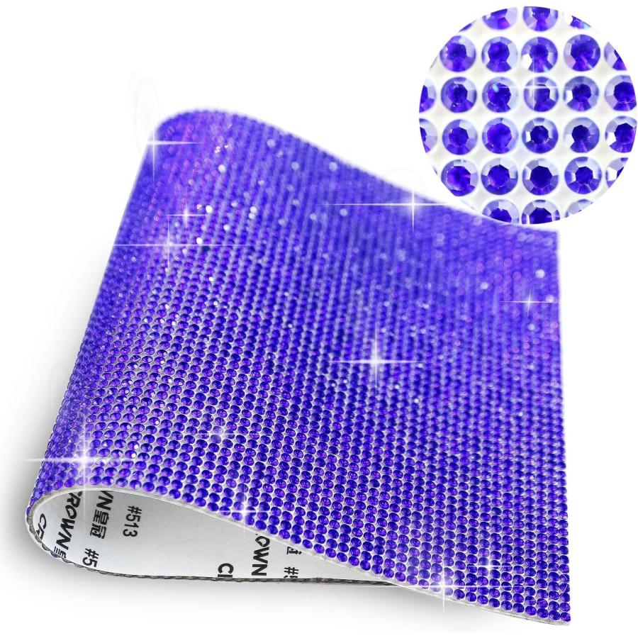 ラインストーンシール 粘着あり デコレーション スマホ シート ステッカー 大きめスマホサイズ【アメジスト】1シート 120x200mm  S024 | きらきらぷんぷん丸 | 02