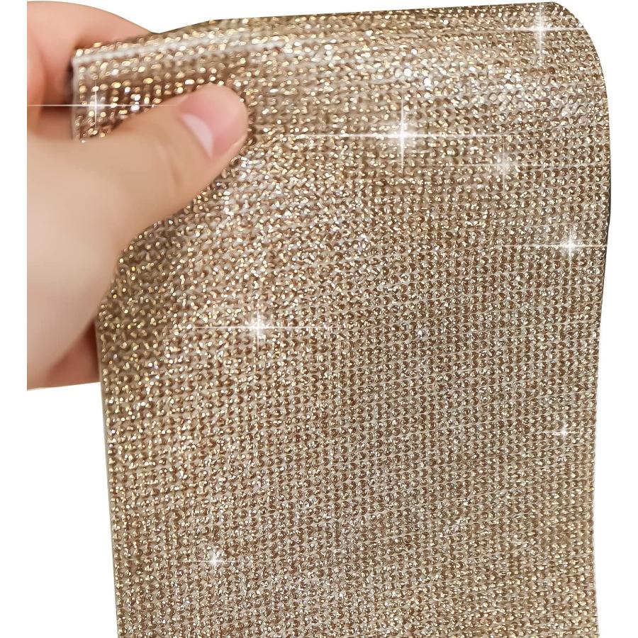 ラインストーンシール 粘着あり スマホ シート ステッカー 大きめスマホサイズ【ライトゴールド】1シート 120x200mm  S026 | きらきらぷんぷん丸 | 05