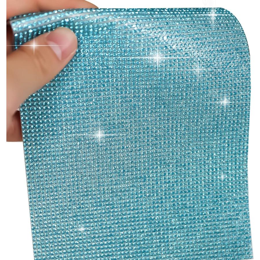 ラインストーンシール 粘着あり デコレーション スマホ シート ステッカー 大きめスマホサイズ【アクアマリン】1シート 120x200mm  S027 | きらきらぷんぷん丸 | 05