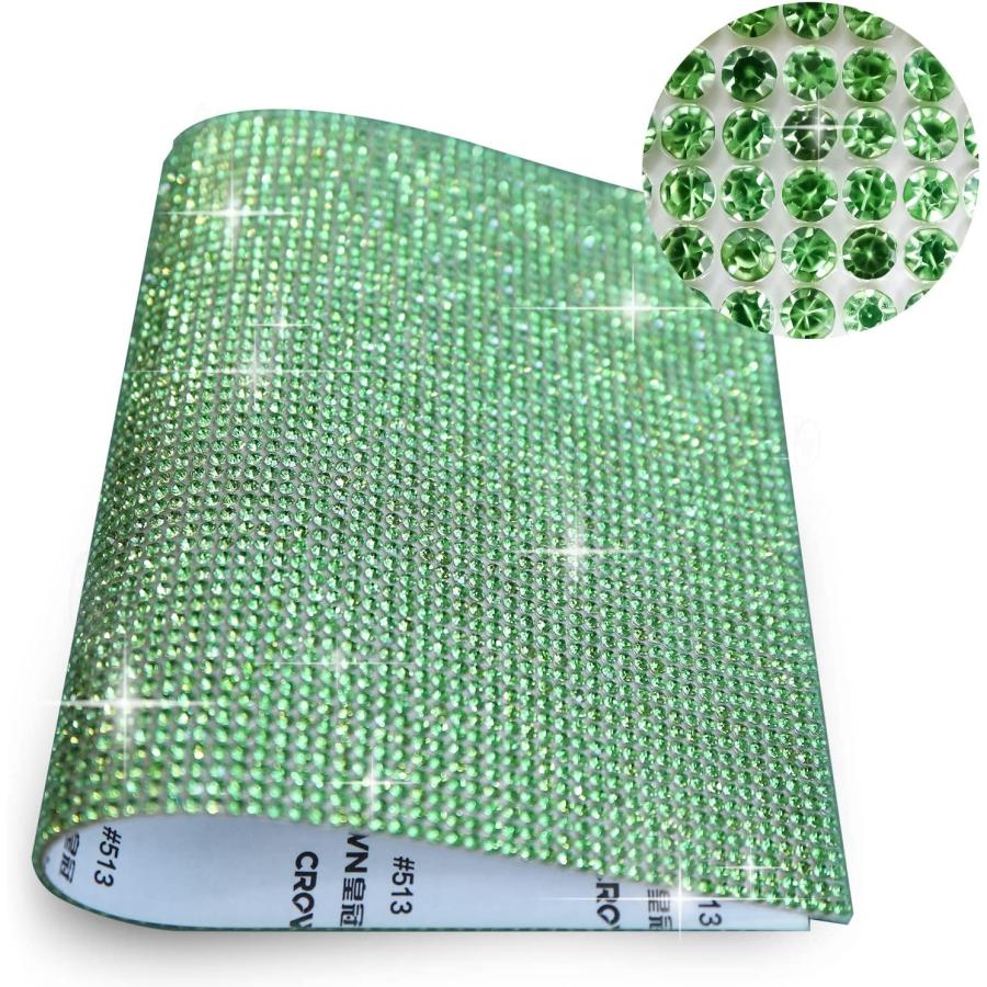 ラインストーンシール 粘着あり デコレーション スマホ シート ステッカー 大きめスマホサイズ【ペリドット】1シート 120x200mm  S028 | きらきらぷんぷん丸 | 02