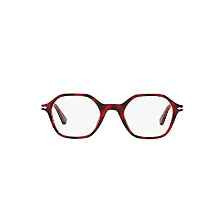 Persol PO3254V Square Prescription Eyewear Frames, Red/Demo Lens, 47mm 並行輸入品