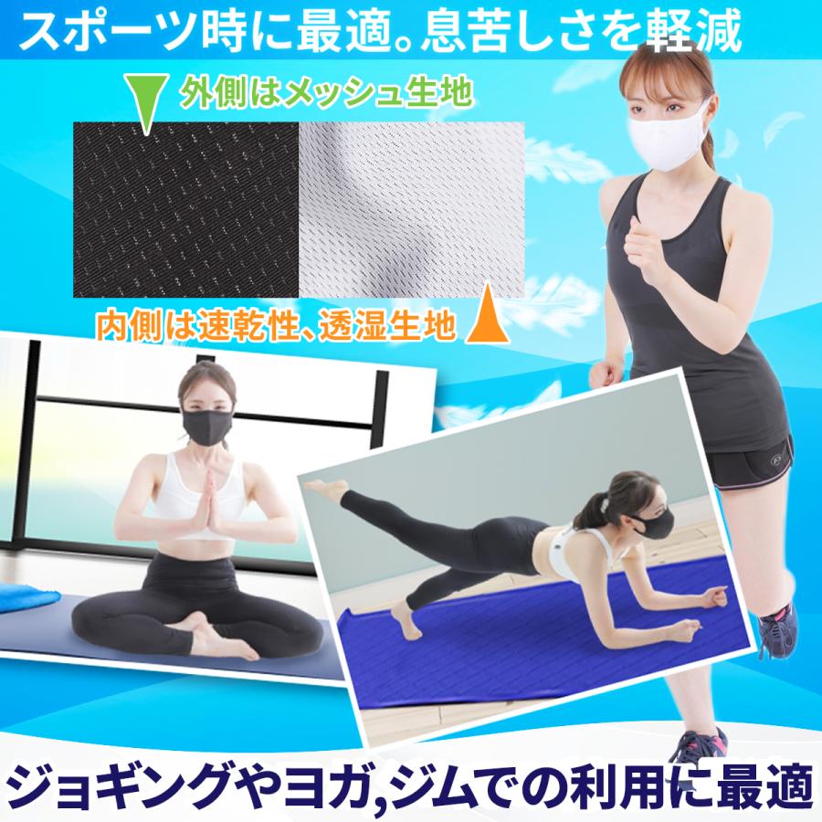 スポーツマスク メンズ レディース メッシュ ブラック ネイビー マスク  夏用 洗える  男女兼用 息苦しくない 速乾 ベルキューナ |  | 11