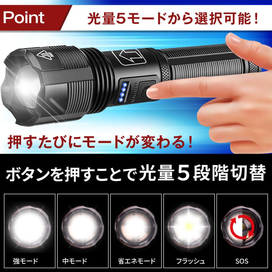 おすすめ 再入荷 高輝度 USB 充電式 懐中電灯 LED 小型 軍用 防災 ライトil2