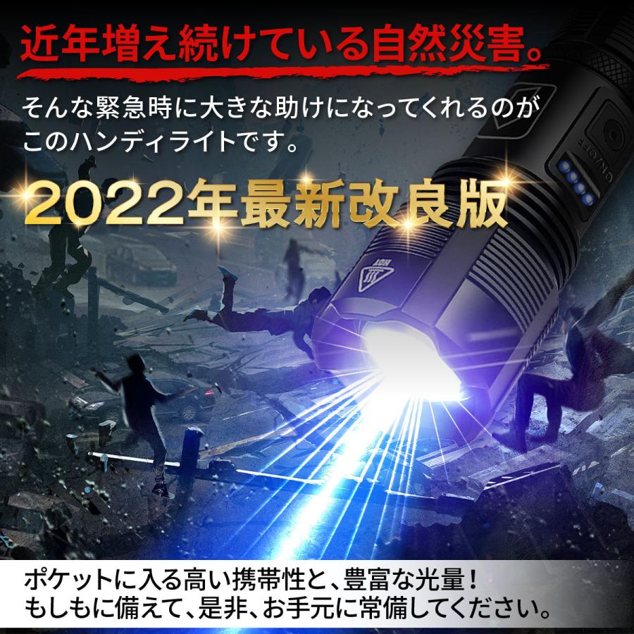 ハンディライト LED 充電式 小型 最強 超強力 軍用 懐中電灯 USB充電式
