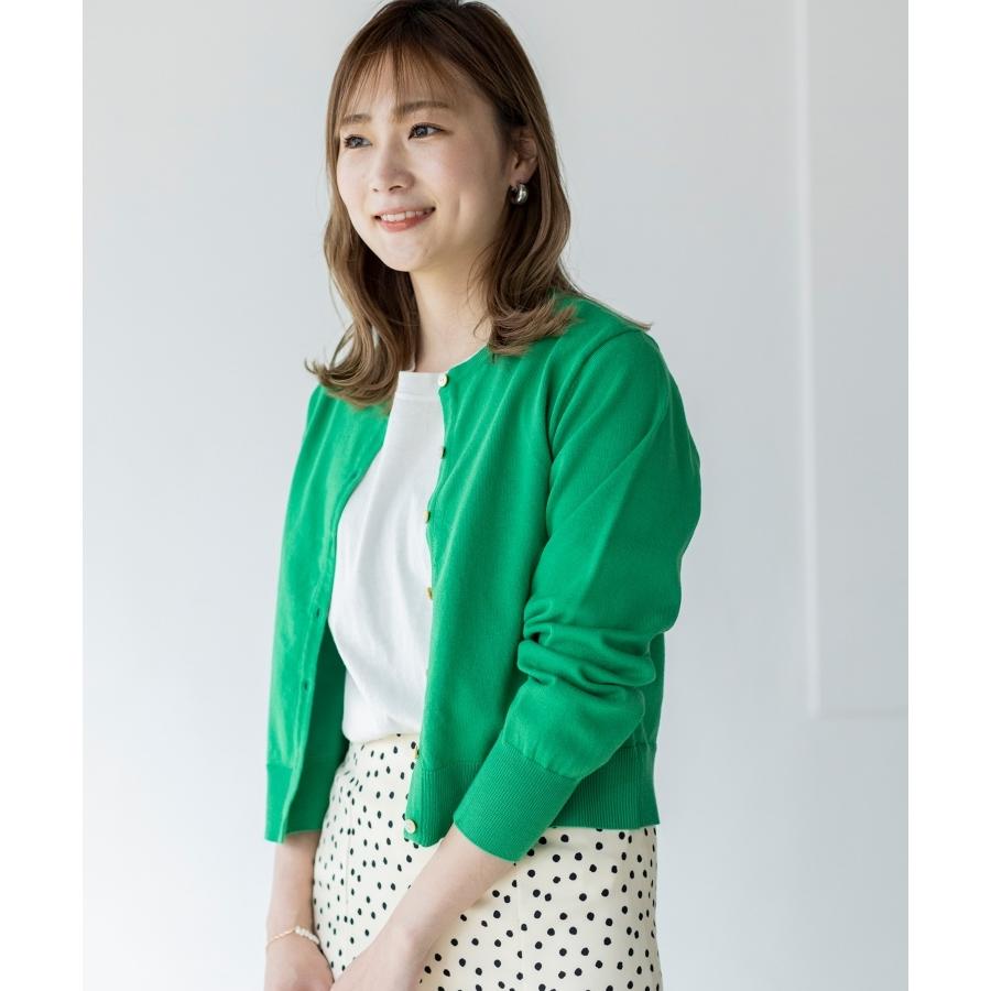 THE SHOP TK(Women)(ザ ショップ ティーケー(ウィメン))ブレンドコットン丸首ボタンカーディガン THE SHOP TK(Women)(ザ ショップ ティーケー(ウィメン))ブレンドコットン丸首ボタンカーディガン