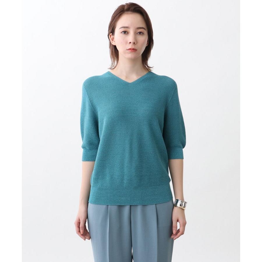 INDIVI(インディヴィ)【洗える/日本製/サマーニット】麻混Vネックプルオーバー|WORLD ONLINE STORE (株)ワールド|01