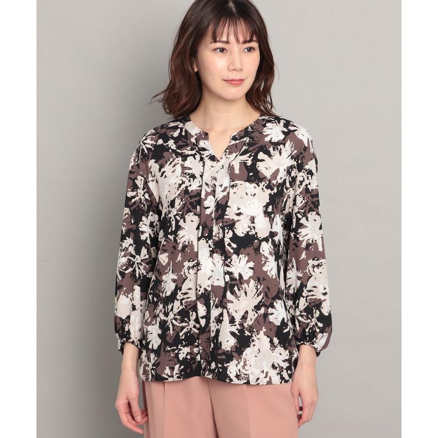 東京大放出セール Coup De Chance クードシャンス 洗える 日本製 フラワー柄キーネックブラウス セール値下 Burti Lv