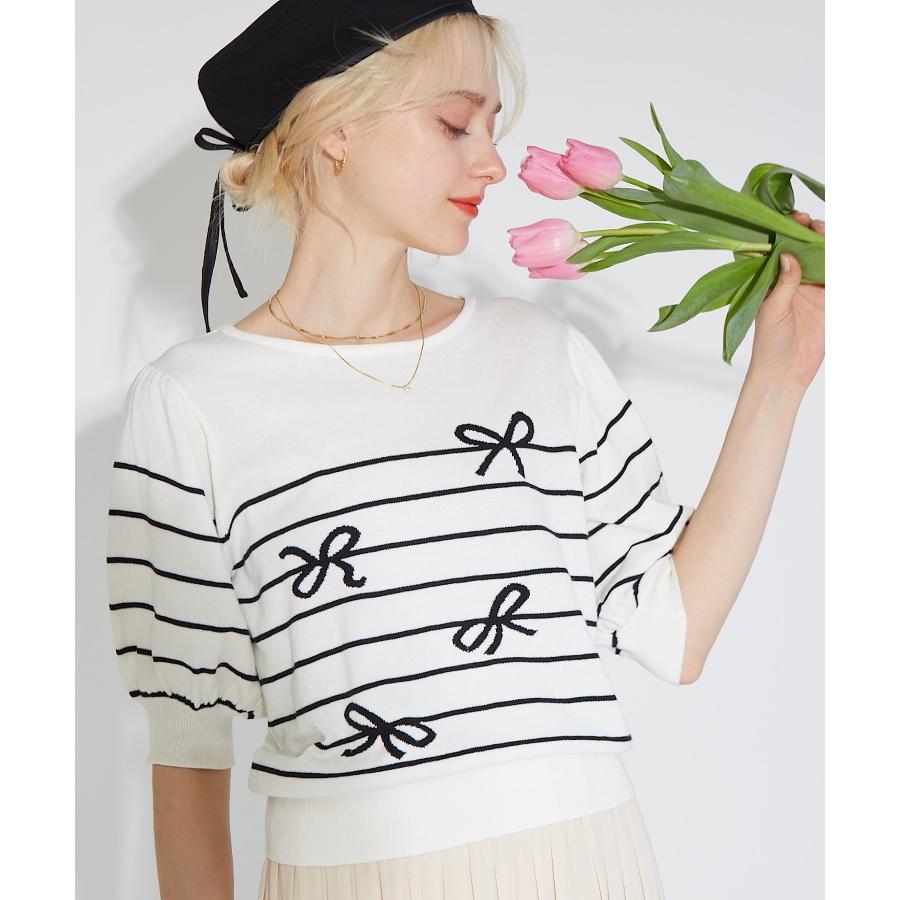 Couture Brooch クチュールブローチ リボンボーダーニットプルオーバー World Online Store 株 ワールド 通販 Paypayモール