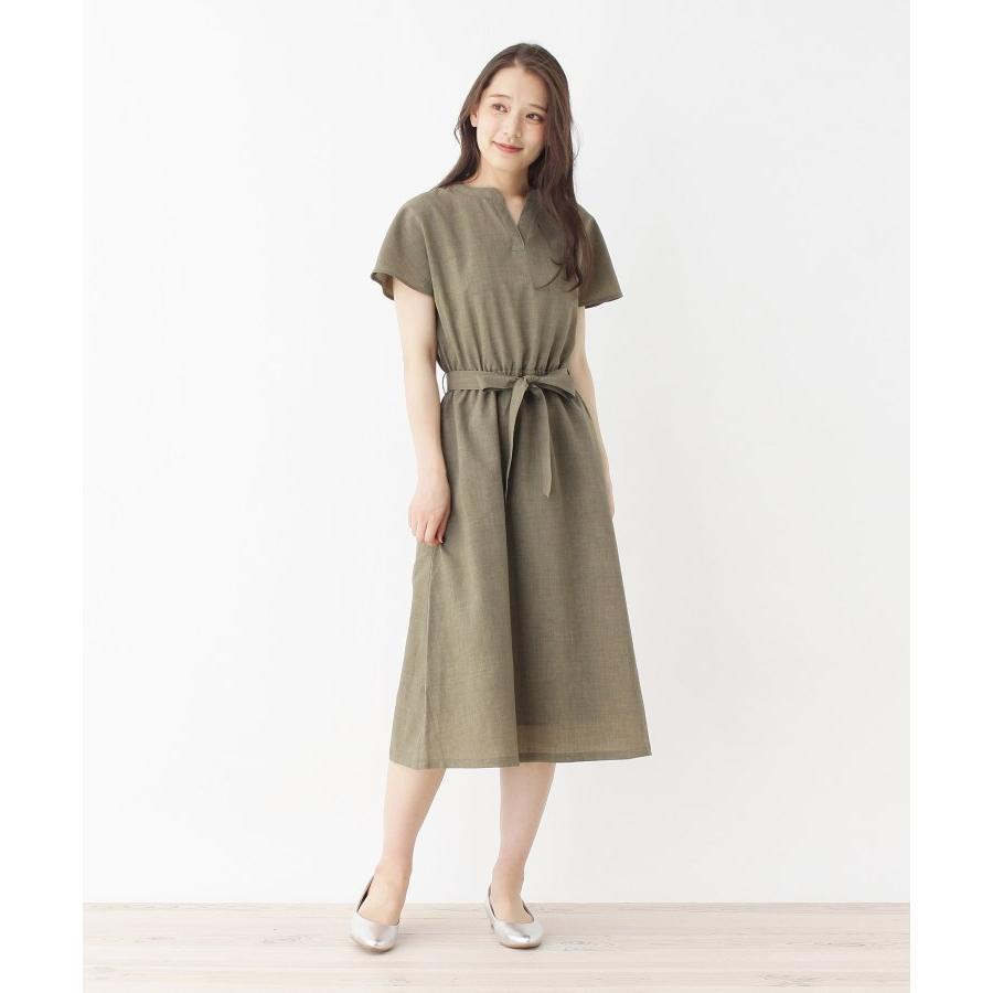 Pink Adobe ピンクアドベ 麻調共リボン付きワンピース World Online Store 株 ワールド 通販 Paypayモール