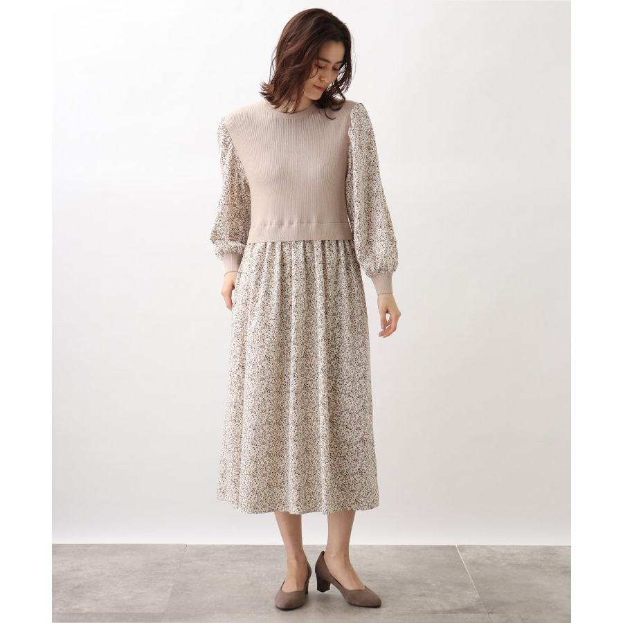 Grove グローブ ニットドッキング花柄ワンピース World Online Store 株 ワールド 通販 Paypayモール