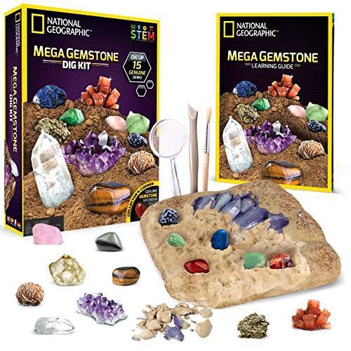 【即納！最大半額！】 ナショナルジオグラフィックNational wit Gems Real 15 Up Dig Mine Gemstone Mega Geographic 知育玩具