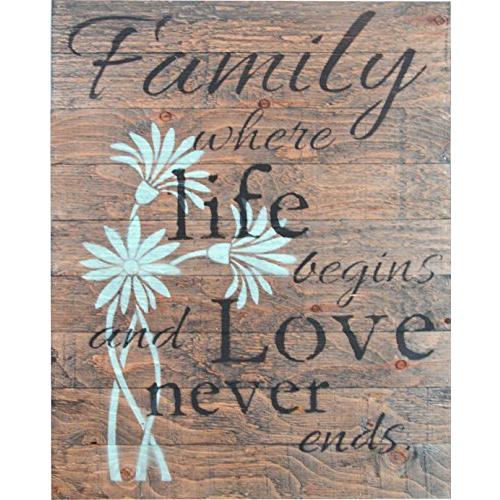 芸能人愛用 Family Where Life Begins And Love Never Ends Rustic Barn Wood Pallet Sign 8 人気新品入荷