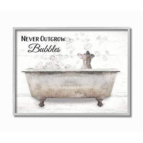 Stupell Industries Happiness is A Bubble Bath Dog in Tub Word、Lori Deiterによ 妻飾り、壁飾り