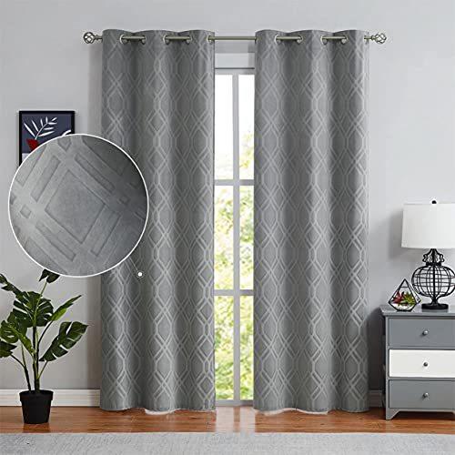 人気激安 Nottingson Home Velvet Room Darkening Curtains Grey 108 Inchess for Living ドレープカーテン