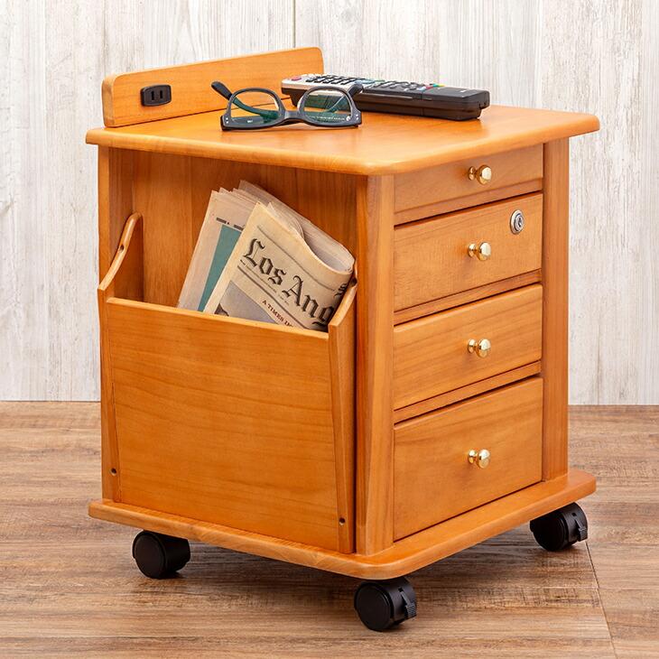 大竹産業 木製 コンセント付き ミニキャビネット サイドテーブル ワゴン 大竹産業 木製 コンセント付き ミニキャビネット サイドテーブル