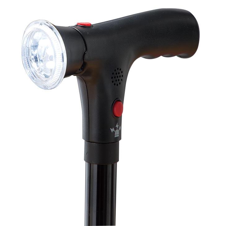 自立式 多機能杖 補助ハンドル付き 折りたたみ可 ファミラ 立ち上がり補助ハンドル付きセーフティーステッキ LEDライト