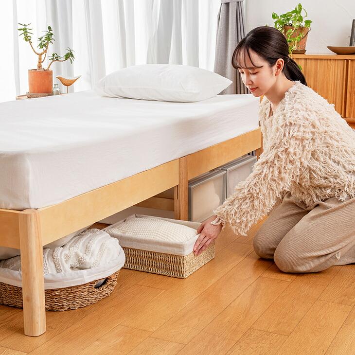 値下げ‼️ 送料込み　組み立て後未使用シングルベッド　フレーム　天然木すのこ 天然木 すのこベッド シングル ベッドフレーム 簡単組立 工具不要 北欧