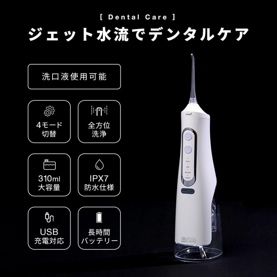 ジェット水流でデンタルケア ウォーターフロス 口腔洗浄器 歯垢除去 歯