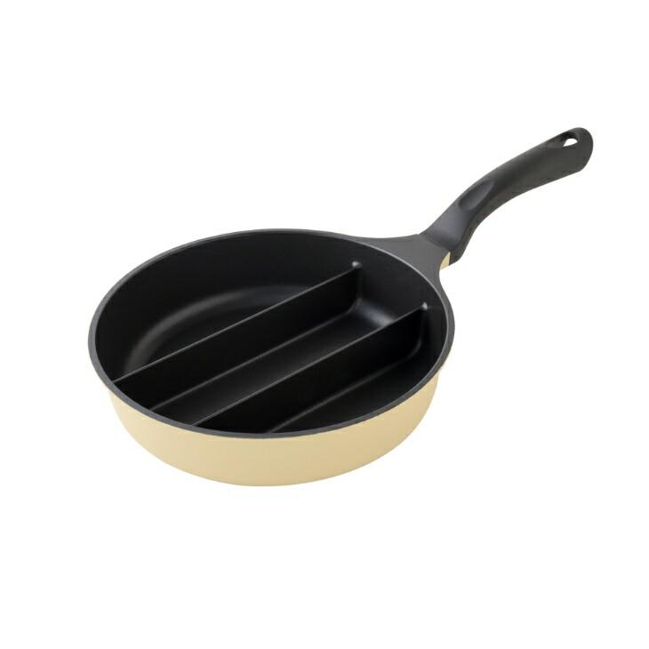 仕切りフライパン IH対応 センターエッグトリプルパン mini アーネスト