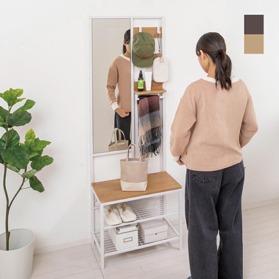 多機能　ハンガーラック　ミラー付　ハンガー　小物ラック 多機能ハンガーラック ミラー付き ミラー付きハンガーラック ハンガー