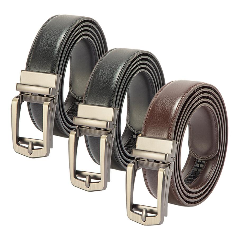 牛革ラチェット式ベルト ロング 3本組 ホールレスベルト ラチェットベルト メンズ 牛革 穴なし 無段階 牛革ラチェット式ベルト ロング 3本組 ホールレスベルト ラチェット