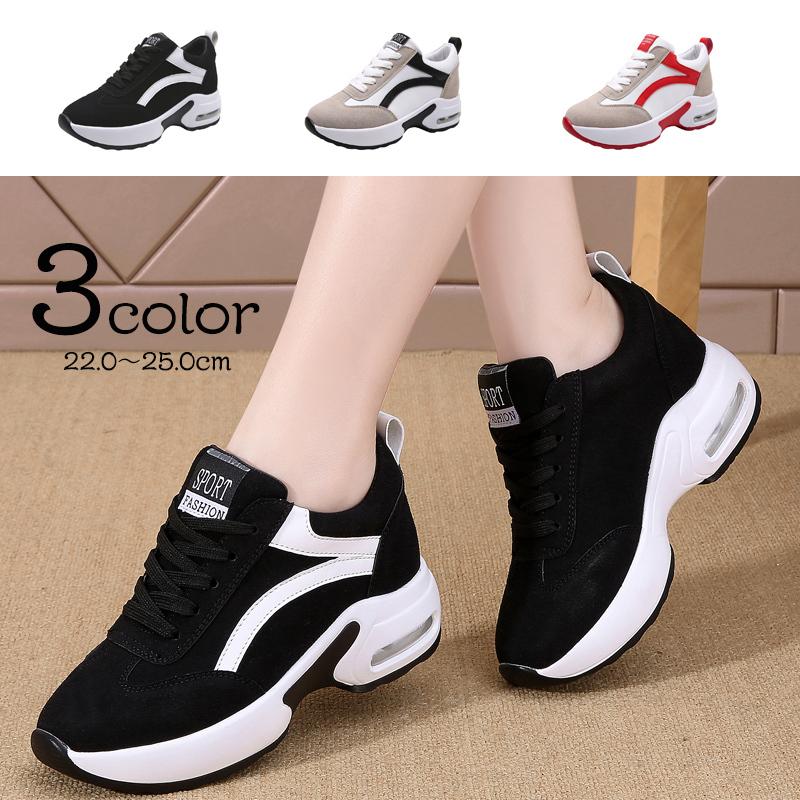 インヒールスニーカー レディース 厚底スニーカー シークレットシューズ レディーススニーカー 運動靴 厚底ヒール 軽量 美脚 疲れにくい 厚底シューズ 高級素材使用ブランド